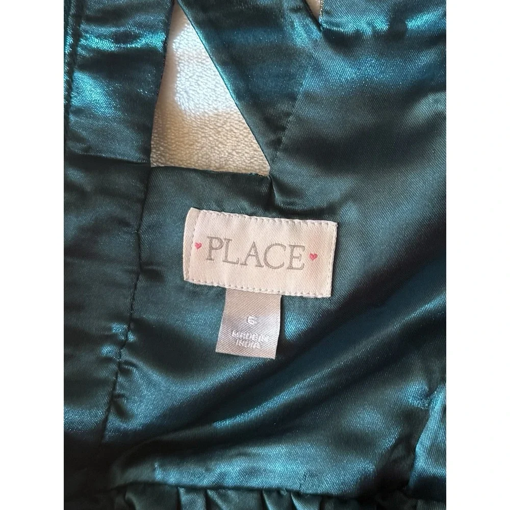 Childrens Place Green And Gold Party Dress With Cutouts & Gold Belt Size 6X